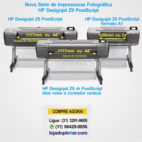 Nova Srie de Impressoras Fotogrficas HP Designjet Z9 PostScrip com 3 modelos. Escolha o que melhor lhe atende e compre j na Loja do Plotter